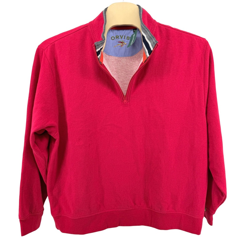 NEW Orvis Tabor 1/4 Zip Pullover Mens XXL Holiday Red Cotton Fleece Mock Neck